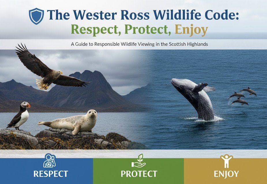 The Wester Ross Wildlife Code, providing ethical guidelines for watching Highland marine and land wildlife.